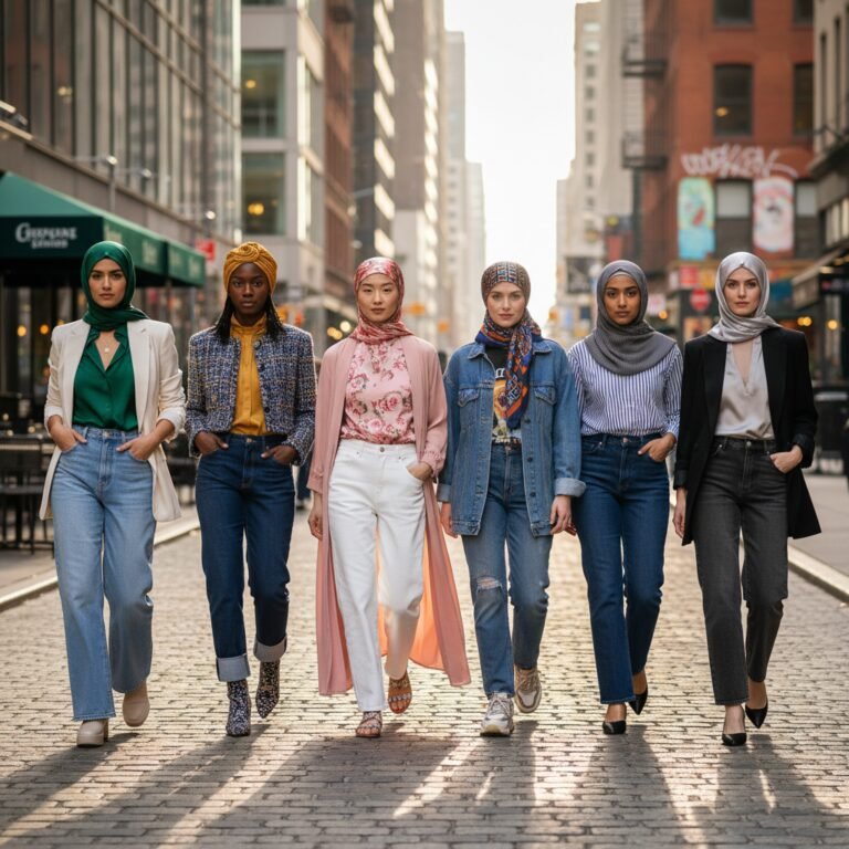 Wide Leg Jeans Outfits for Hijab
